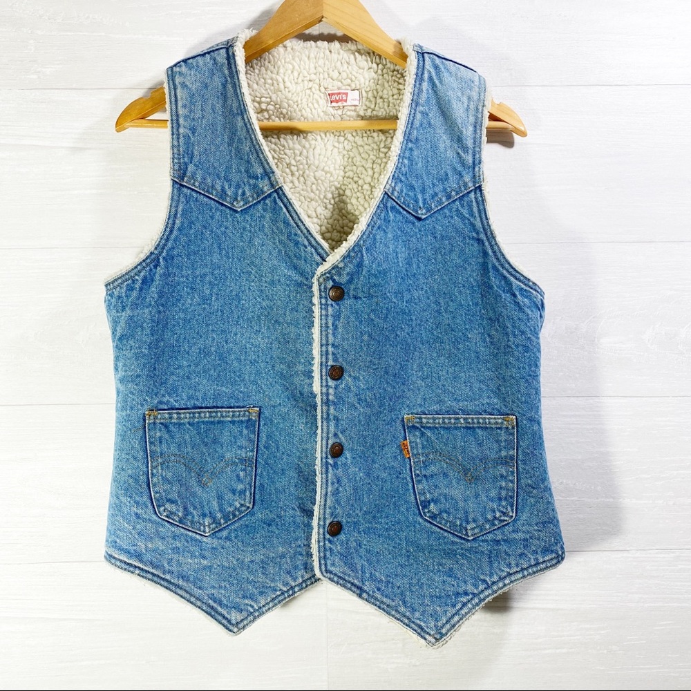 Levi's Light Blue Denim Sherpa-Lined Vest